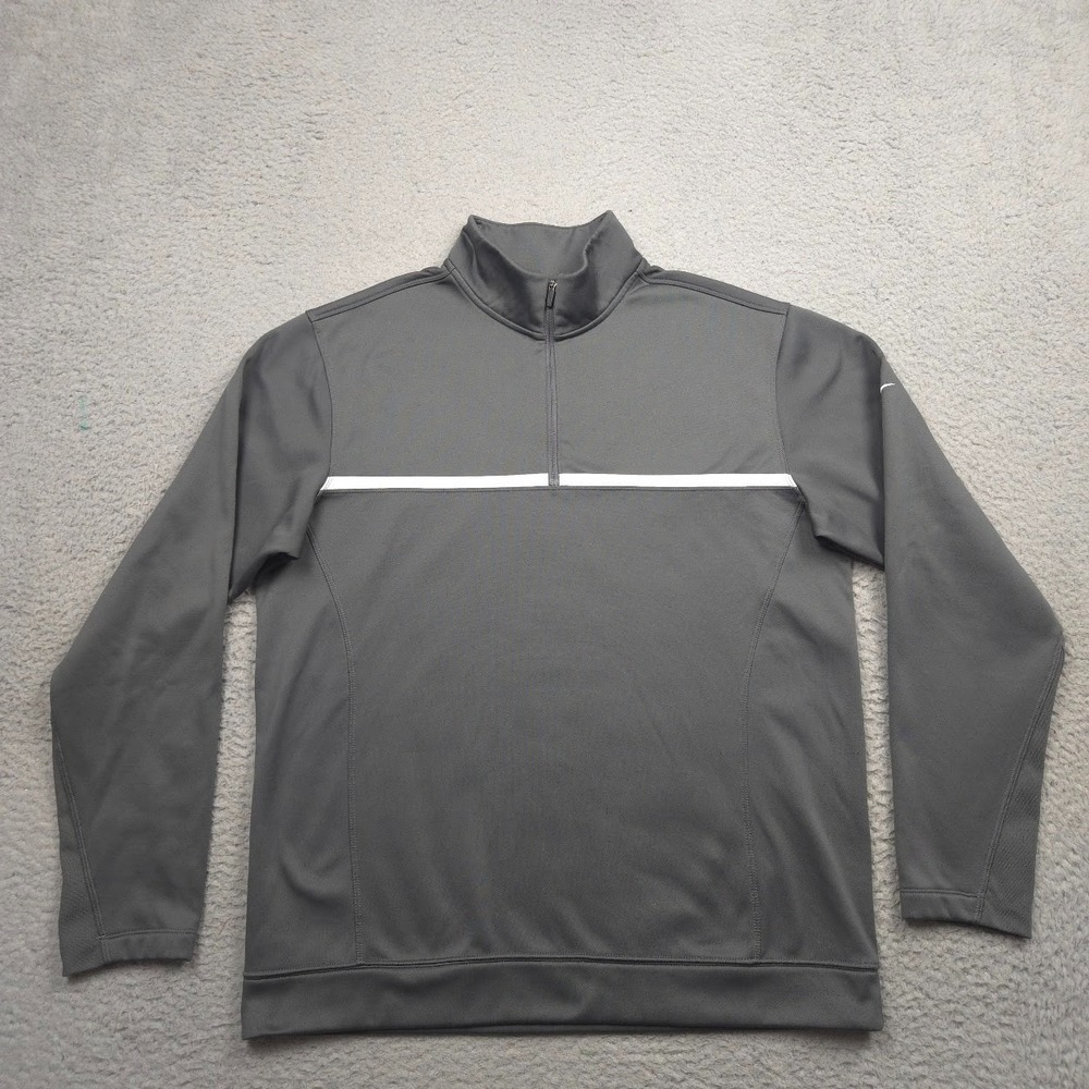 Nike Golf Tour Performance Therma-FIT Quarter Zip Pullover Men M Gray White